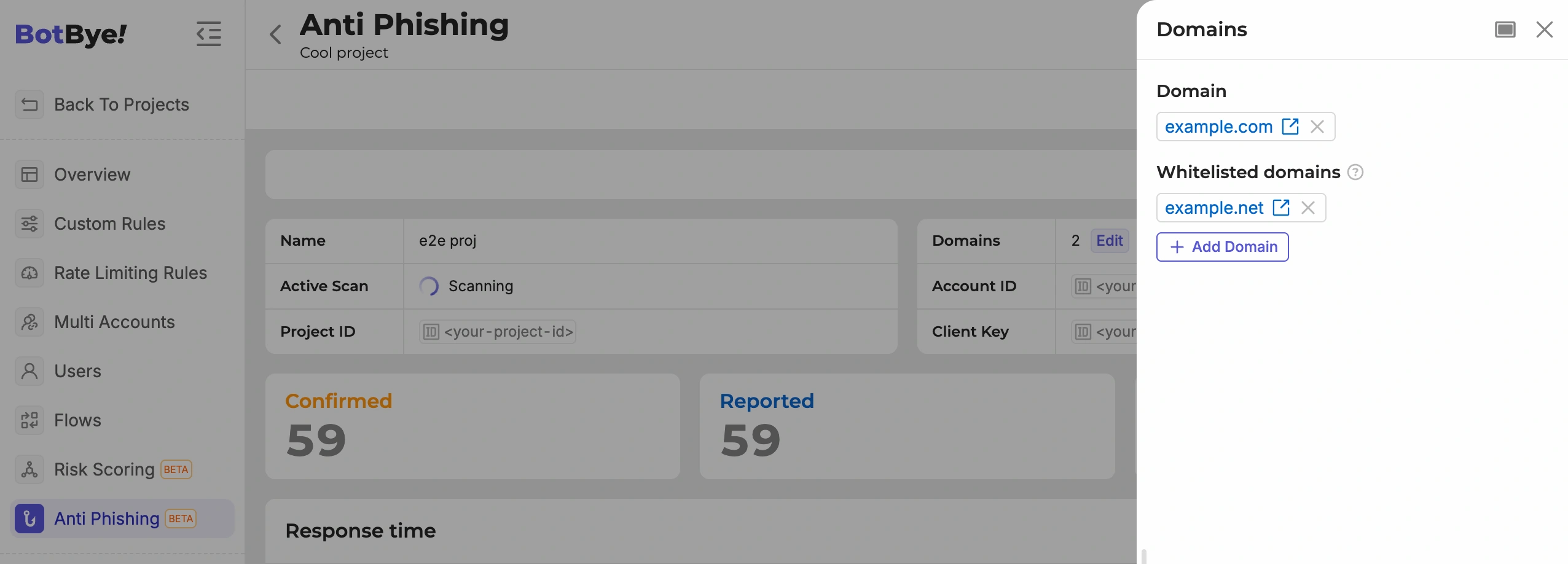 Whitelisted domains list with the added domain